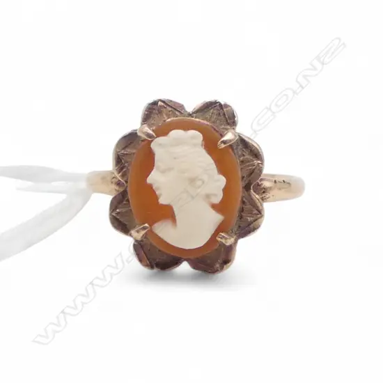 9CT ROSE GOLD AND CAMEO RING 1.5gms SIZE J