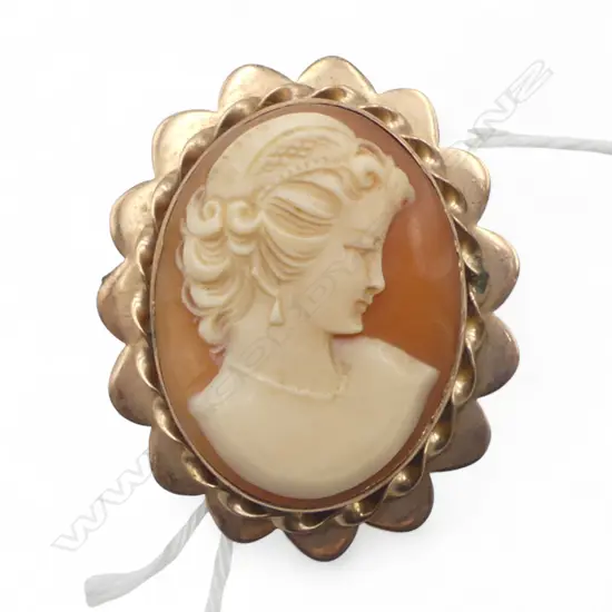 9CT GOLD AND CAMEO BROOCH 9gms