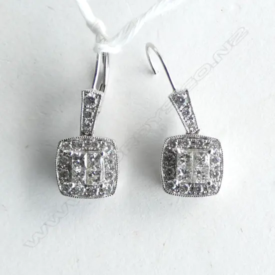 PR 14ct W/GOLD & DIAMOND EARRINGS 4.23gms one latch needs replacing