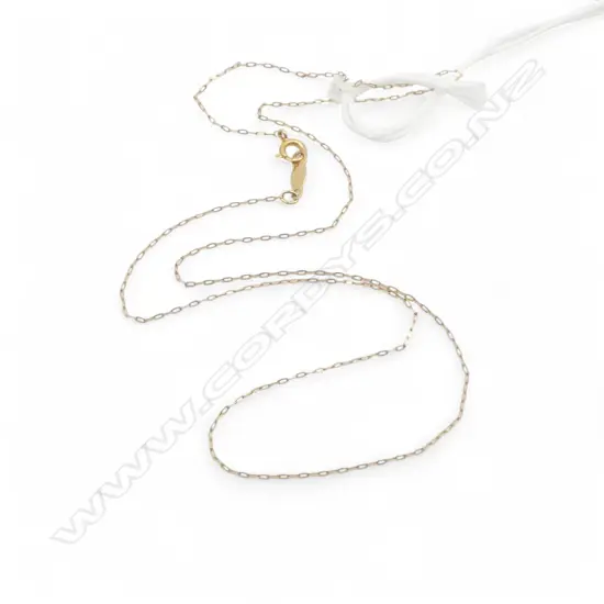 14ct GOLD FINE LINK NECK CHAIN L.380mm. 0.5gm