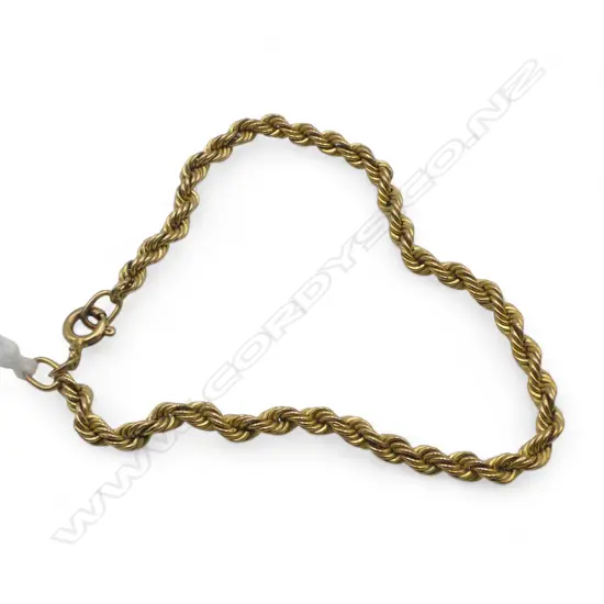 9CT GOLD ROPE TWIST CHAIN BRACELET 1.78gms