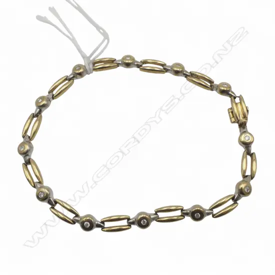 9ct BRACELET w DIAMOND LINKS, 7.20gm