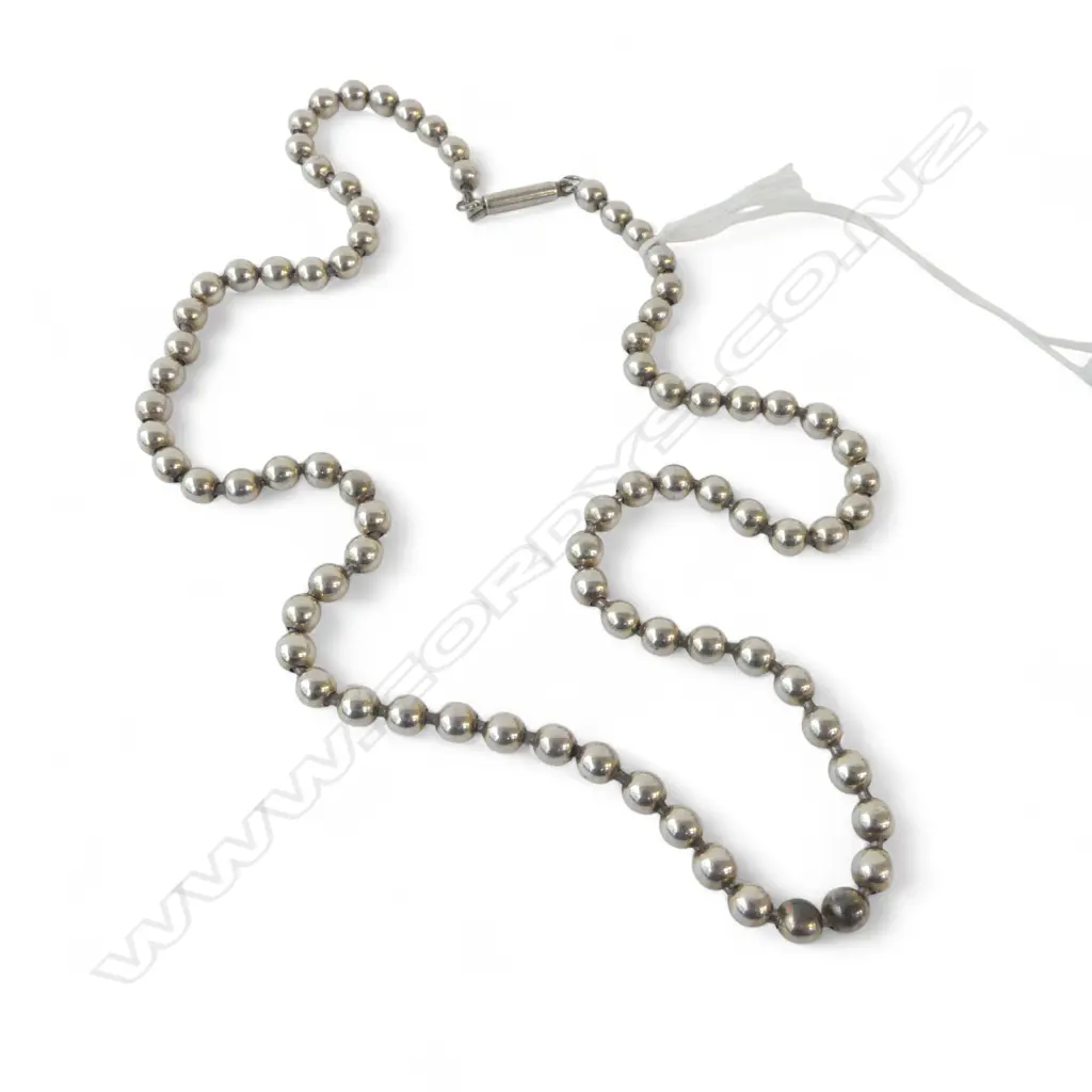 VINTAGE SILVER UNIFORM BALL BEAD NECKLACE L.510mm Image 1++