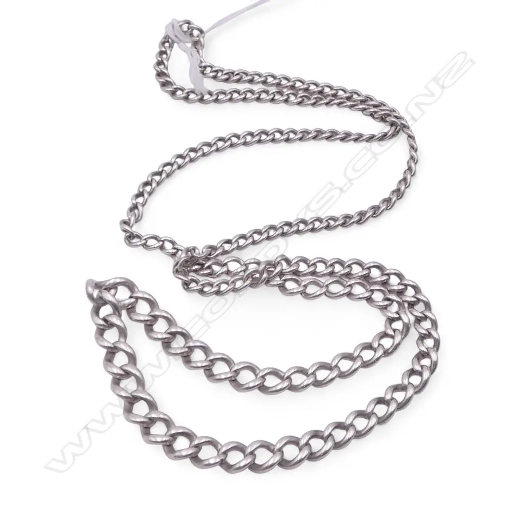 OLD LONG SILVER CURB LINK ALBERT TYPE CHAIN L.670mm. 38.84gms Image 1++