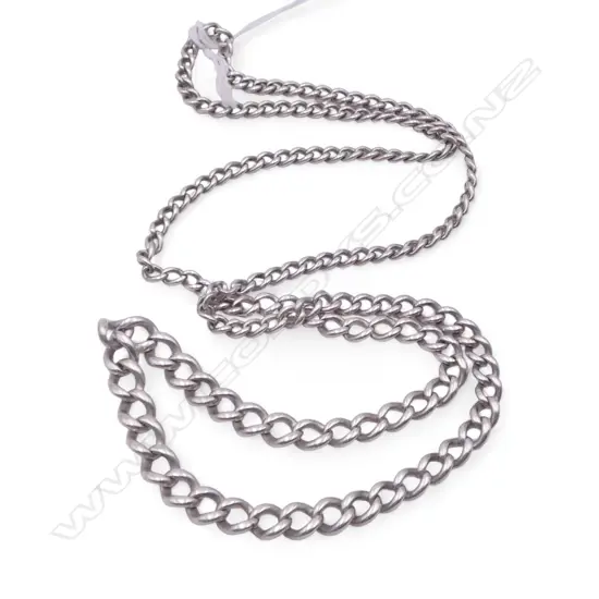 OLD LONG SILVER CURB LINK ALBERT TYPE CHAIN L.670mm. 38.84gms