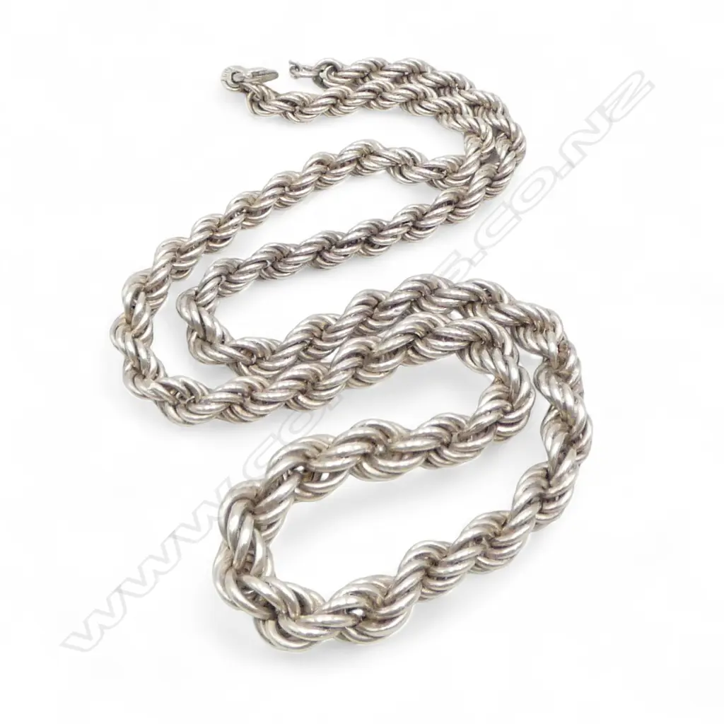 SILVER ROPE TWIST GRADUATED NECKLACE L.420mm Image 1++