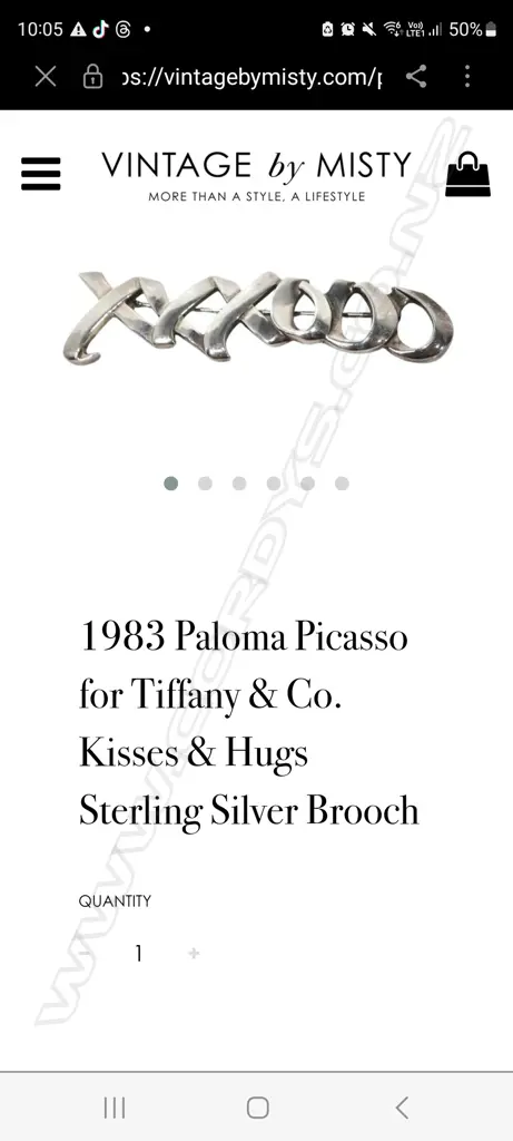 TIFFANY & CO STG SILVER BROOCH 3.78gms Paloma Picasso design Image 1++