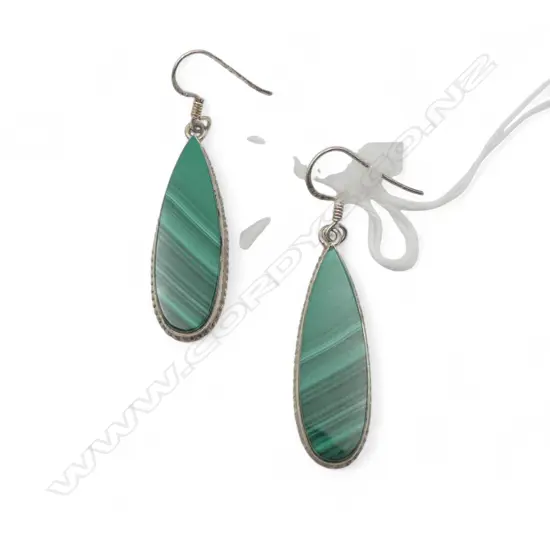 Silver malachite earrings