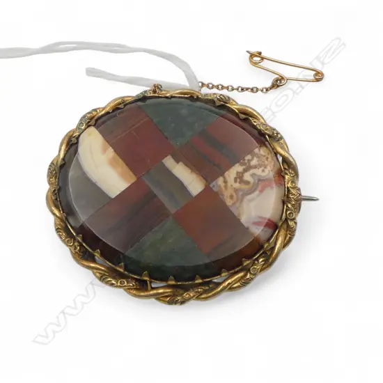 Large banded agate brooch not gold