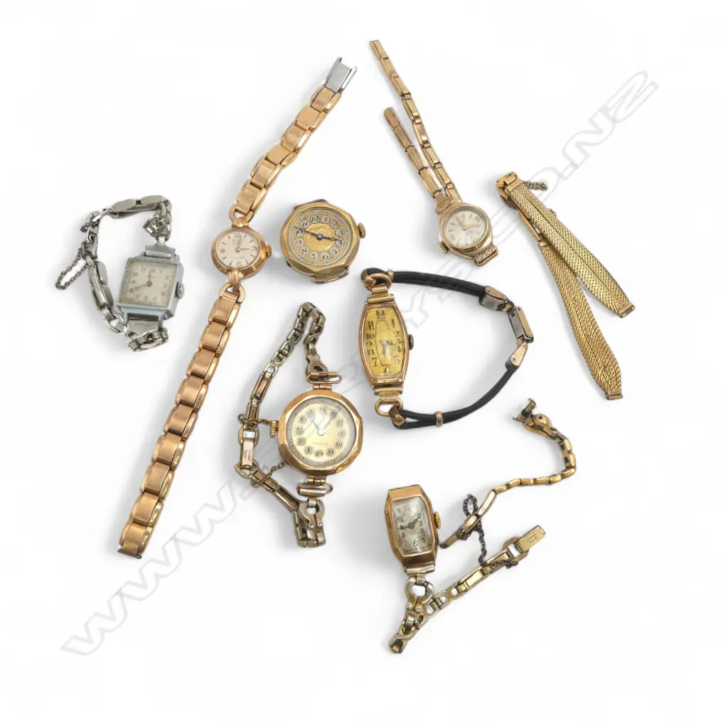 7 WRIST WATCHES (4 PARTIALLY 9CT) + GP STRAP Image 1++