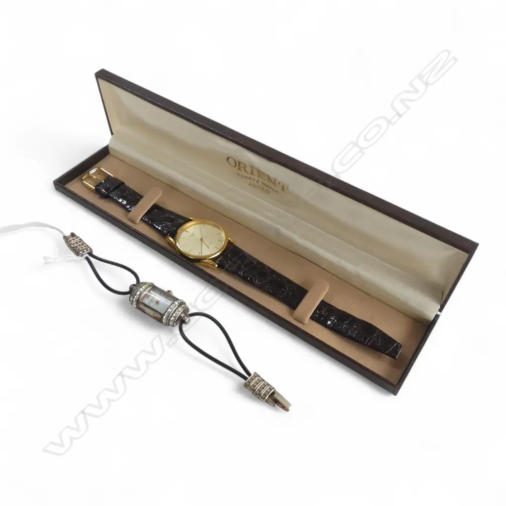 2 watches: gent's 'Orient FX' quartz + ladies Cartier silver wristwatch 1 diamanté replaced   Image 1++