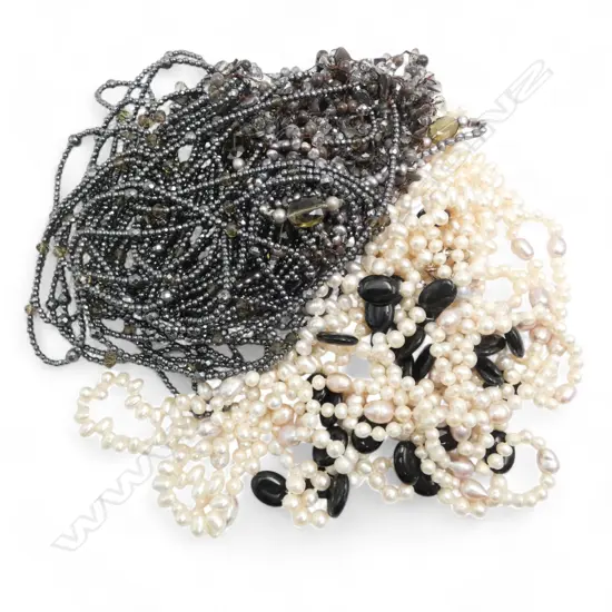 ASST. COSTUME CRYSTAL, PEARL & GLASS MULTI STRAND & OPERA LENGTH NECKLACES