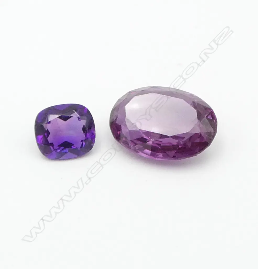 2 LOOSE AMETHYSTS, FACET CUT OVAL & CUSHION CUT Image 1++