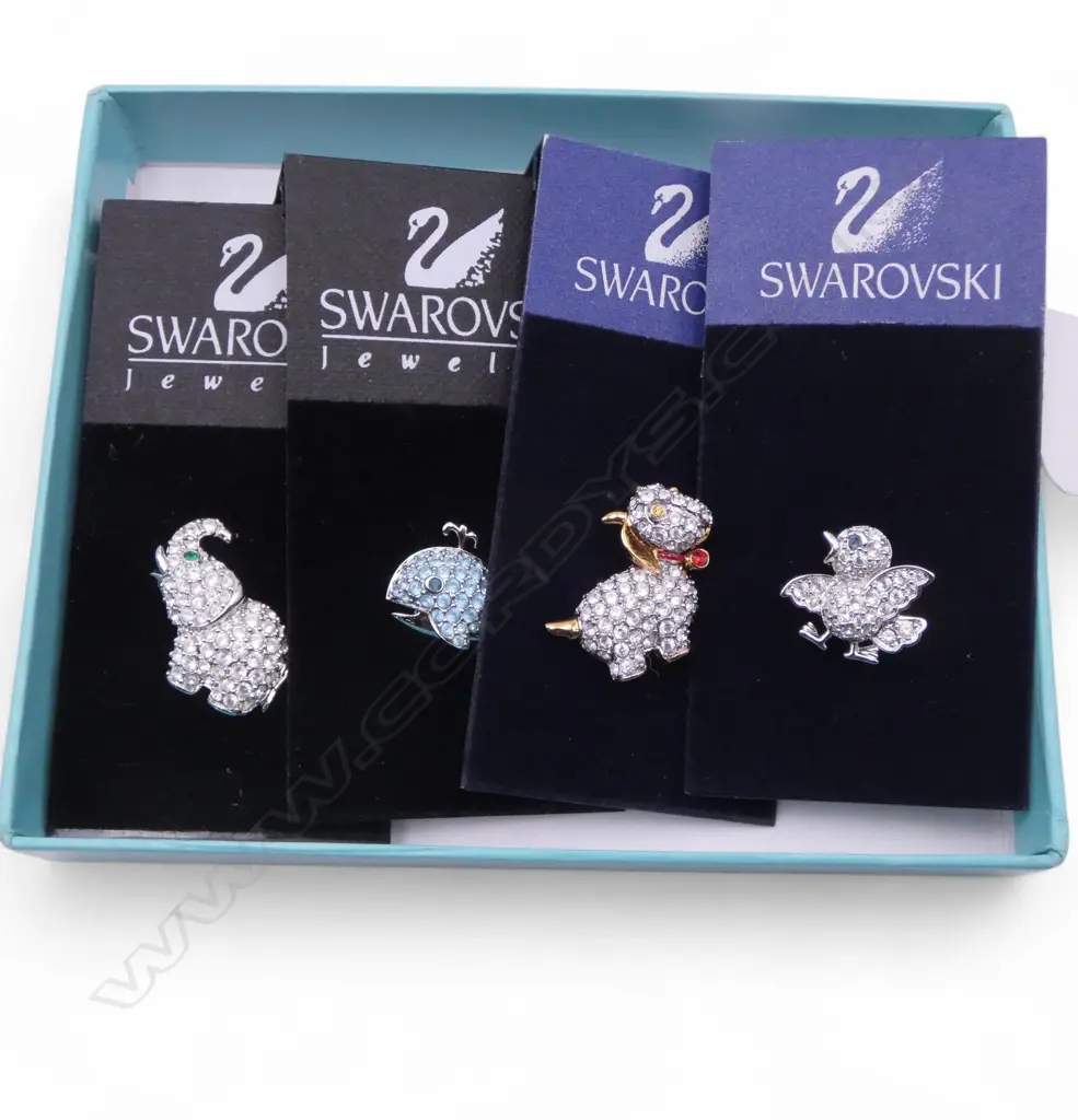 4 SWAROVSKI MINI CRYSTAL LAPEL PINS Image 1++