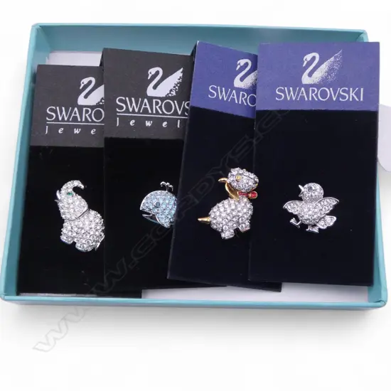 4 SWAROVSKI MINI CRYSTAL LAPEL PINS