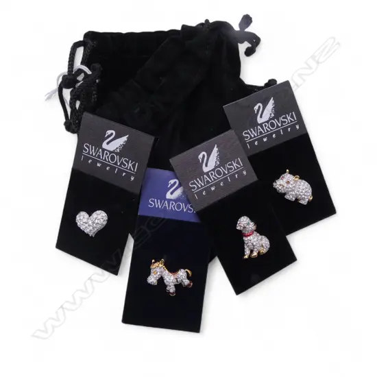 4 SWAROVSKI MINI CRYSTAL LAPEL PINS