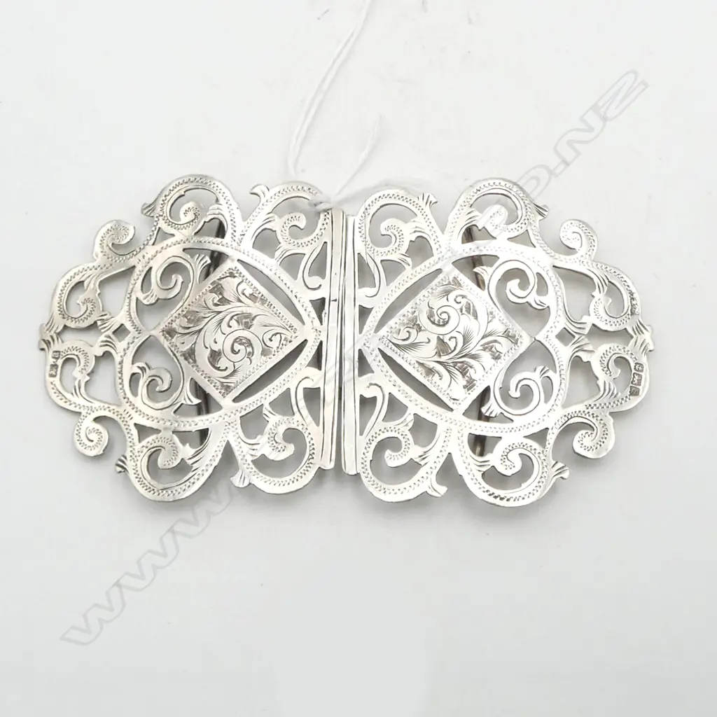 Enamelled 2 pce (butterfly) scrolling buckle S & Co. maker Image 1++