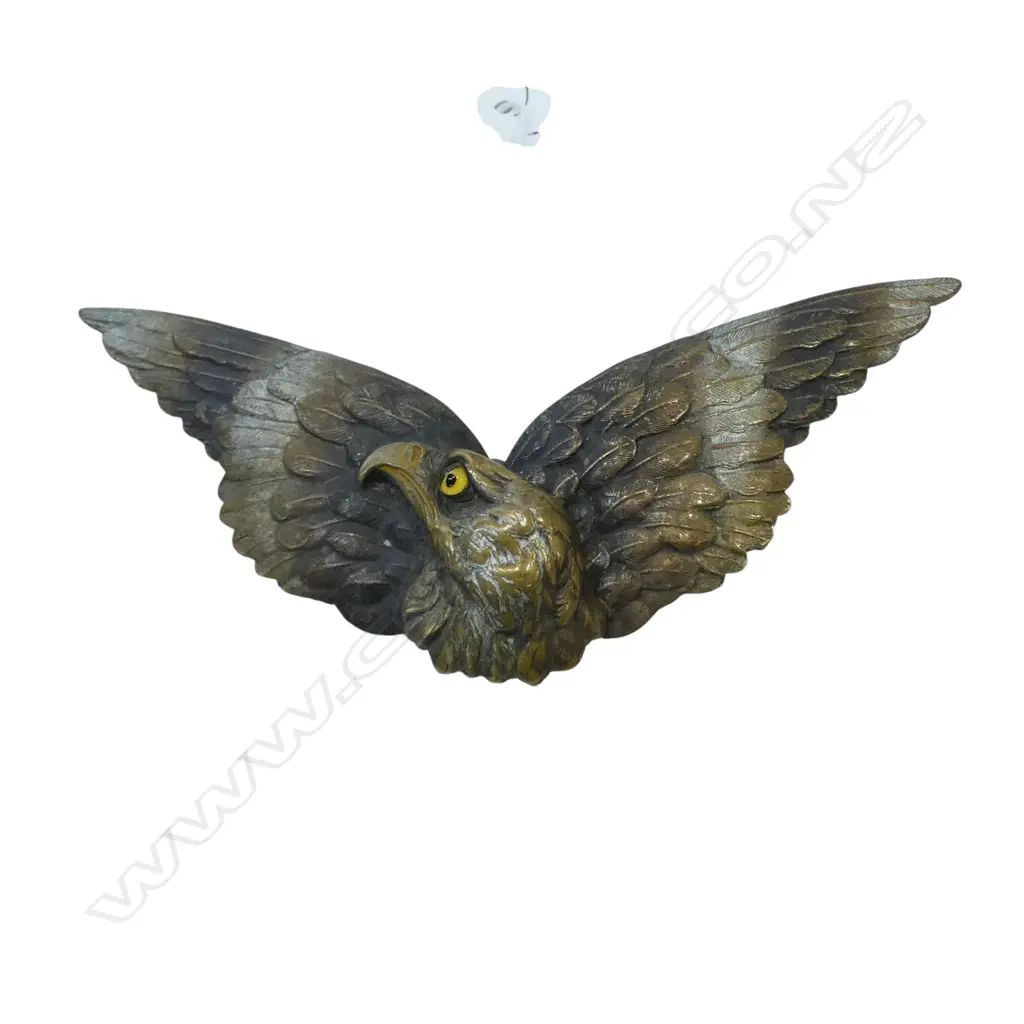c.1900 gilt bird with wings spread 2 pce belt buckle. Glass eye. W.150mm Image 1++