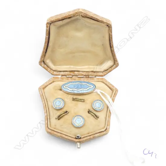 Vintage silver and enamel studs complete in box