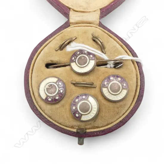 Vintage silver and enamel studs complete in box