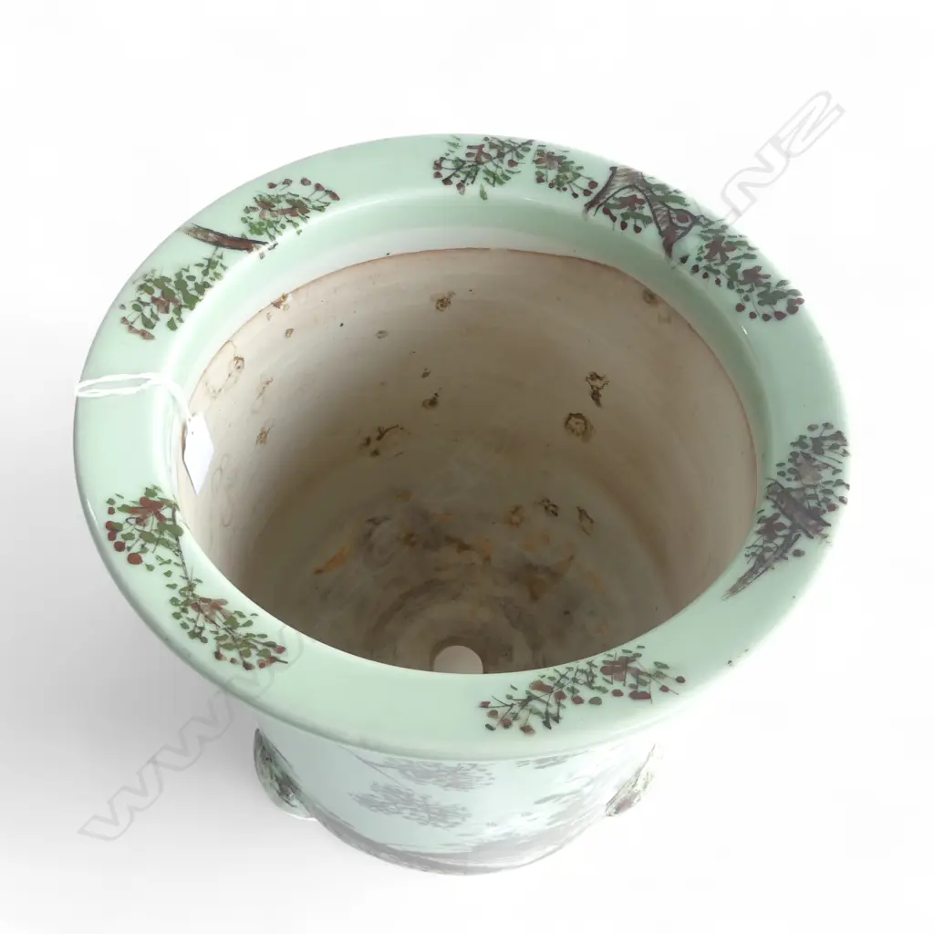 CHINESE FOOTED PLANTER, CELADON w FLORAL MOTIF, H.300mm Image 1++