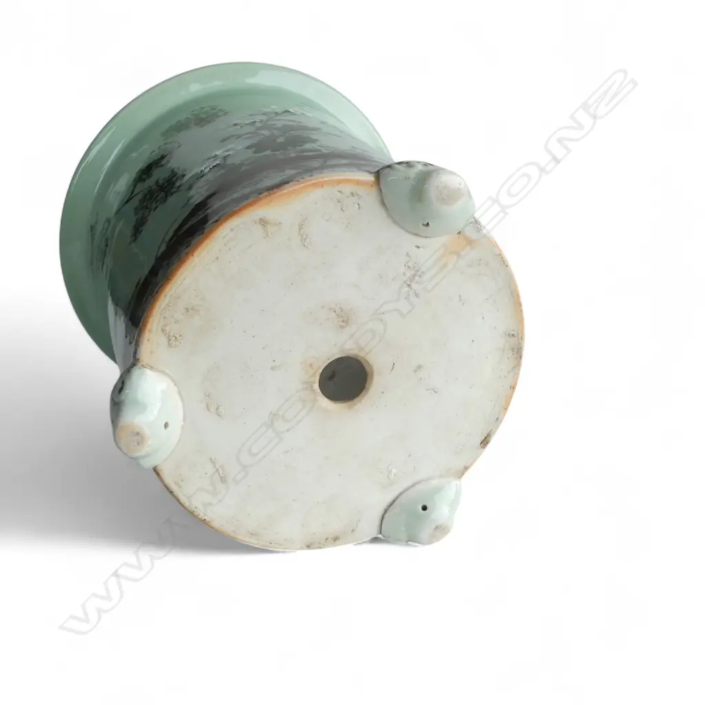 CHINESE FOOTED PLANTER, CELADON w FLORAL MOTIF, H.300mm Image 1++