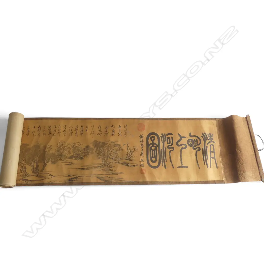 CHINESE SCROLL; ALONG THE RIVER DURING QINGMING FESTIVAL, PRINT ON FABRIC 4000x290mm Image 1++