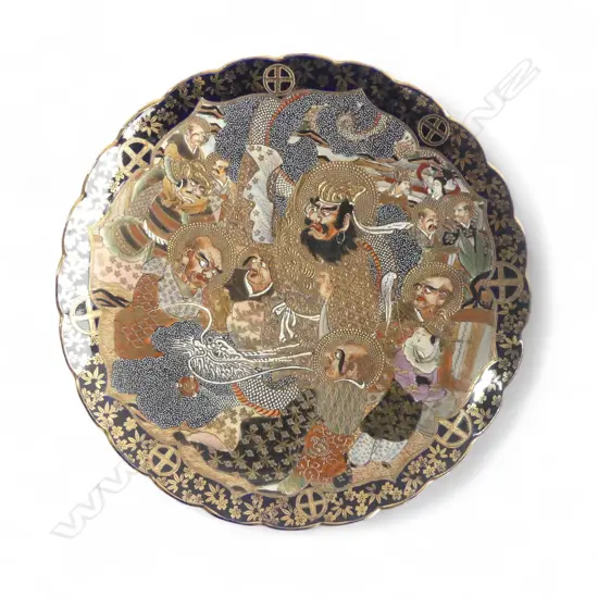 ORNATE JAPANESE SATSUMA WARE CHARGER, Dia.300mm, signed