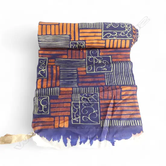  1980's NISHIJIN TEXTILE (Kyoto) JAPANESE ROLL OF PATTERNED SILK L.12m. W.360mm. New old stock orange & blue pattern