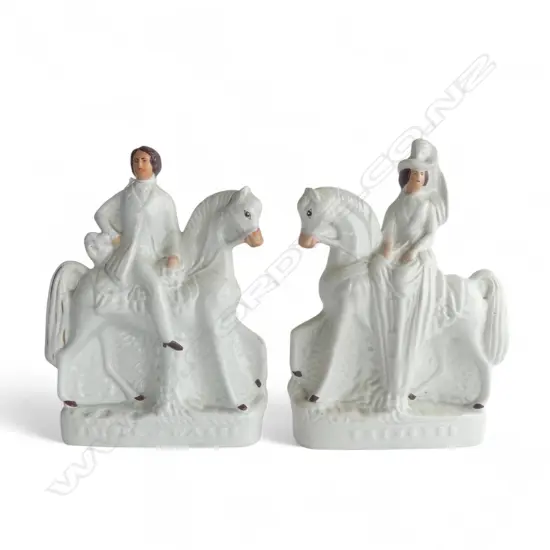 TWO 19THC STAFFORDSHIRE FLATBACKS, MAN AND WOMAN on HORSEBACK, H.300mm