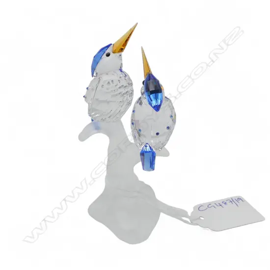 SWAROVSKI 2 BIRDS ON STUMP H.95mm