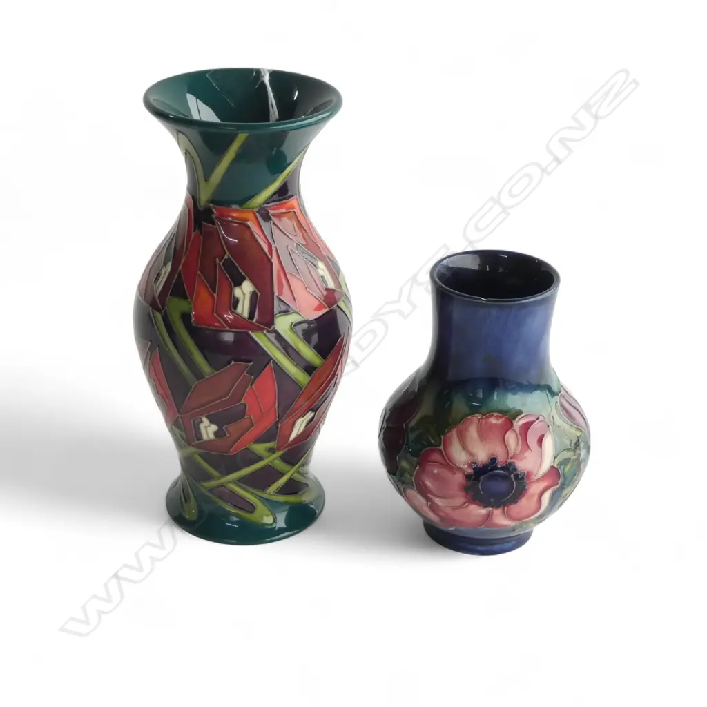 2 MOORCROFT VASES; 195mm,  H.125mm (AF) Image 1++