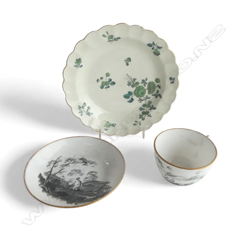 WORCESTER PLATE 195mm dia (rim chip), MINTON C/S c.1805-10 Image 1++