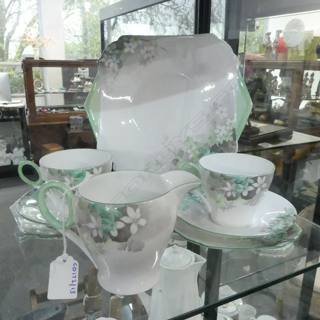 SHELLEY PART DECO TEASET 2CSPS CAKE PLATE & JUG H100MM Image 1++