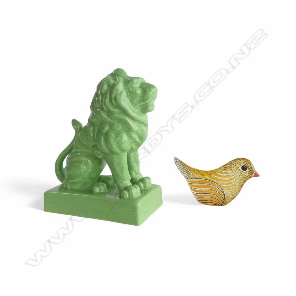 ABRAHAM PALATNIK BIRD H.70mm + LION TEMPLE DOG (faulted) H.174mm Image 1++