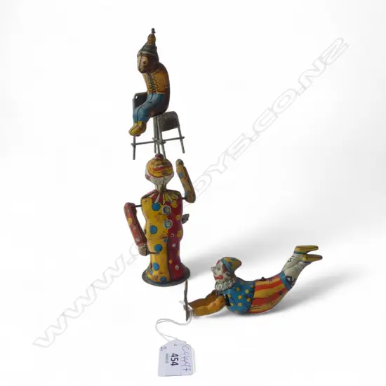 2 VINTAGE WIND UP CIRCUS TOYS H.240mm