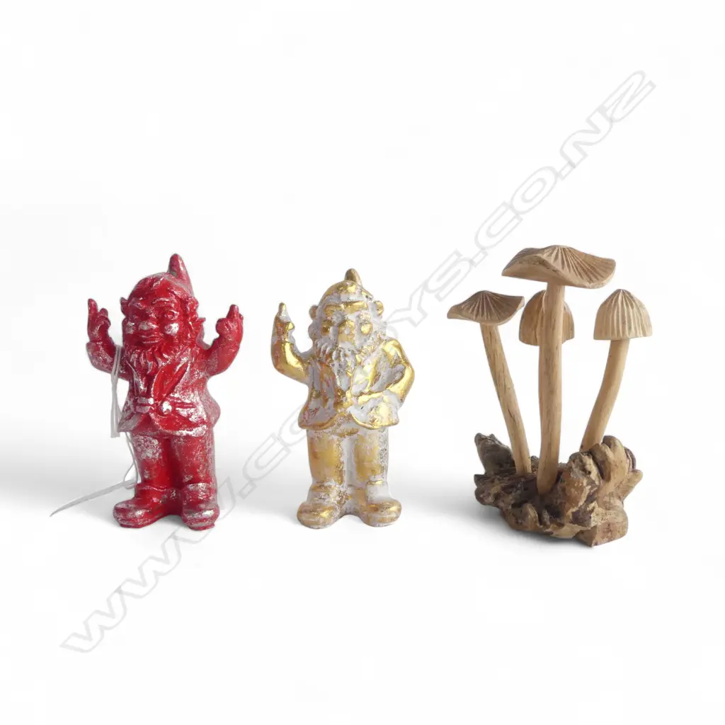 2 GNOMES H.110mm + WOOD ROSE MUSHROOMS Image 1++
