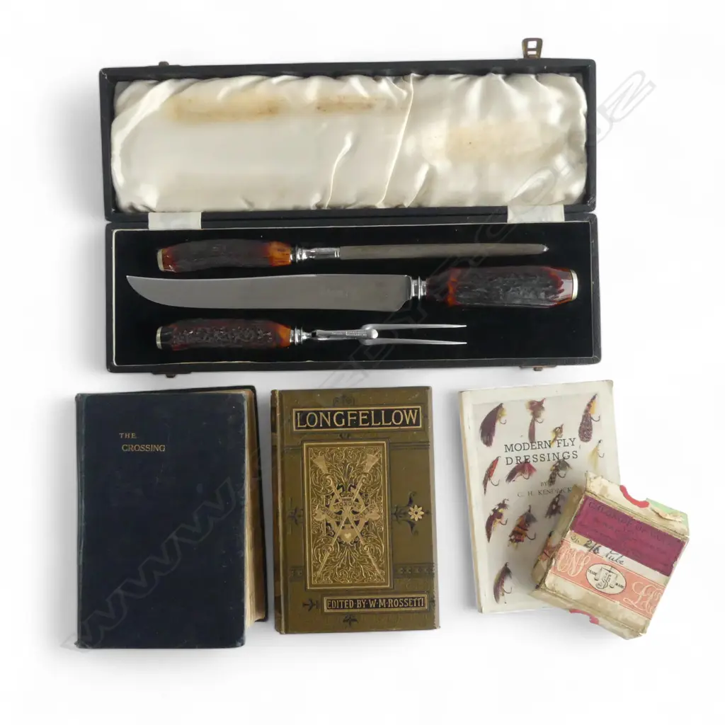 5 PCES; CASED CARVING SET, 3 BOOKS, CHLORIDE OF GOLD TUBES Image 1++