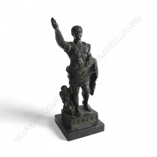 RESIN 'AUGUSTO' ROMAN FIGURE, METAL FINISH H.240mm