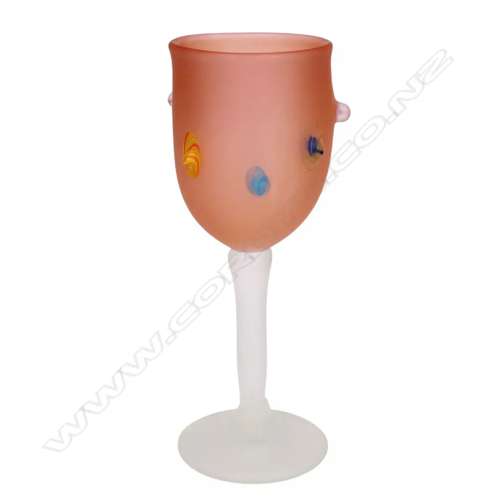 PETER VEISNEK ART GLASS GOBLET with applied murrines H.215mm Image 1++