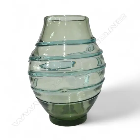 WHITEFRIARS GREEN GLASS VASE H.240mm