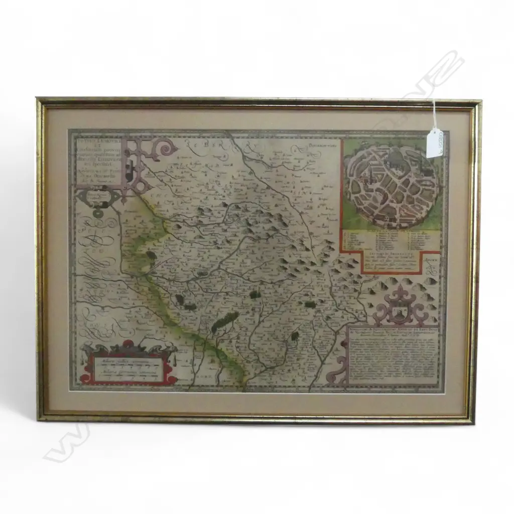  FRAMED MAP OF THE LIMOGES REGION FRANCE 340x390 Image 1++