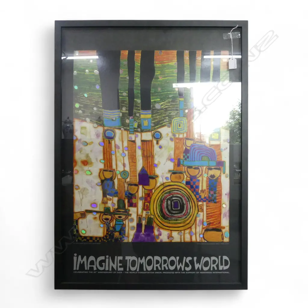 HUNDERTWASSER PRINT 'IMAGINE TOMORROWS WORLD' 825x580mm Image 1++