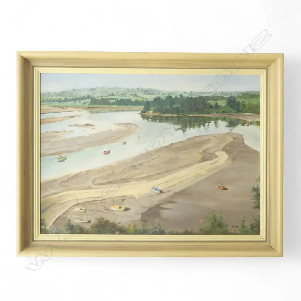 OIL ON BOARD SIGNED 'AKW', SANDSPIT HOWICK, 325x445mm Image 1++