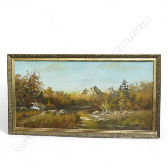 SIGNED MITCHELL ALPINE LANDSCAPE OIL ON CANVAS BOARD 590 X 1190MM