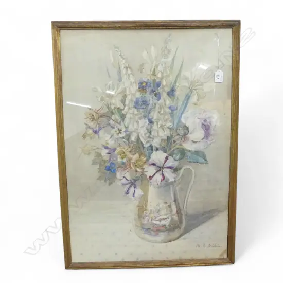 M. E. FELKIN 'WHITE FOXGLOVES' FLORAL STILL LIFE WC 715x500mm