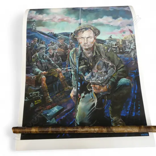 MATT GAULDIE (NZ b.1976) 'CAPT. CHARLES UPHAM VC & BAR / MOONLIGHT AT MINQAR QUAM' PRINT 1/50 600x450mm  