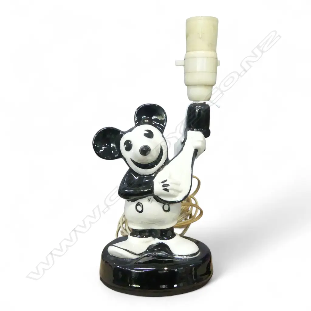 VINTAGE POTTERY MICKEY MOUSE FIGURAL LAMP H.280mm Image 1++