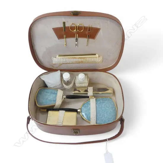 MID-CENTURY VANITY TRAVEL CASE w. FITTED INTERIOR