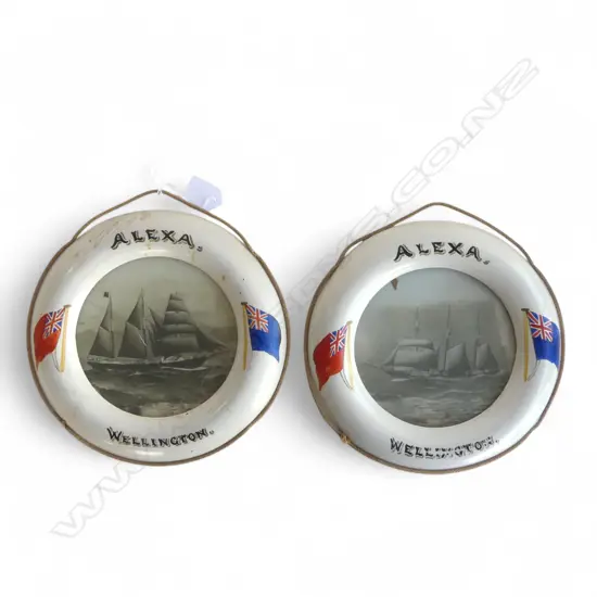 PR LIFE RING PHOTOFRAMES OF SHIP ALEXA, WRECKED 1901 245mm dia overall 1 w. GLASS BROKEN
